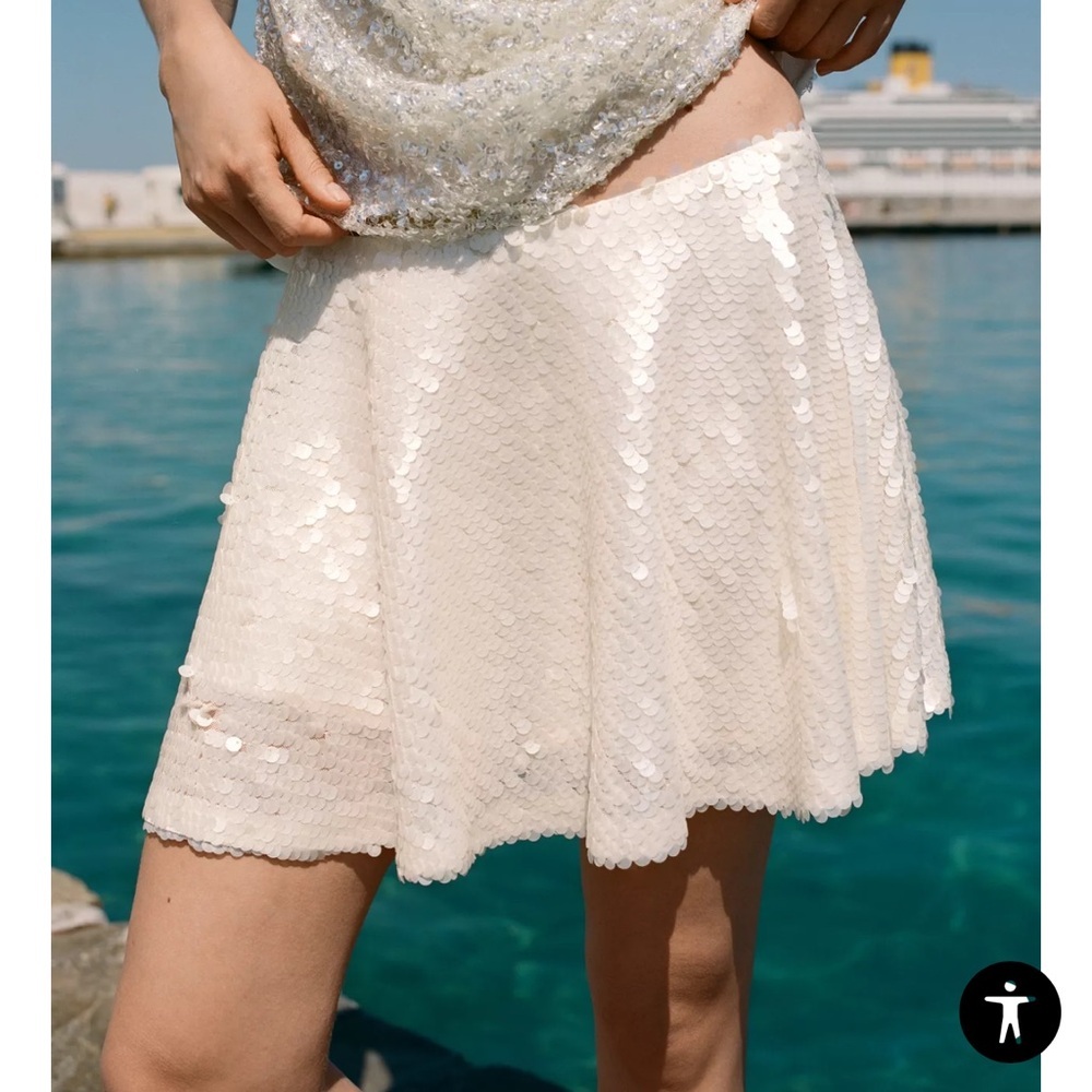 NWT Zara Short Mini Sequin Skort STUNNING! Sz Extra Small XS Festival Night Out